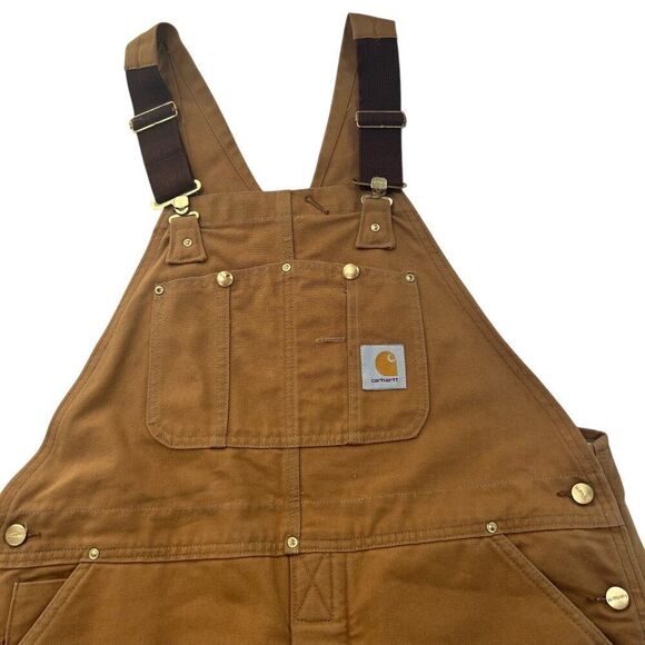 Carhartt Vintage Men's Quilted Lined Double Knee Overalls Brown Size 40 x 28 - Picture 7 of 13